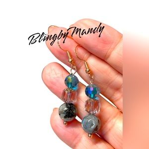 Genuine labradorite earrings in sterling ear wires